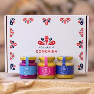 Včelařství Domovina Tropikáno darčekové balenie 3x170 g ochutené medy Design: Domovina dračie ovocie, ananás, banán