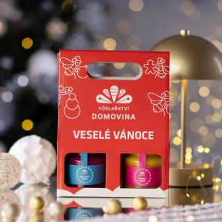 Včelařství Domovina Tropikáno darčekové balenie Uško 2x170 g ochutené medy Design: Vánoce ananás, dračie ovocie