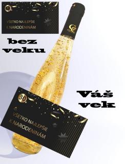 0,75 L Gold Cuvee - Biele so zlatými lupenmi - narodeniny dlhé (Gold Cuvee 23 karat)