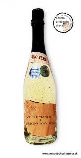 0,75l Gold Cuvee šumivé so zlatom Vianočné / novoročné  - drevené (Darčekové vína a šumivé vína)