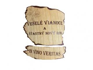 Drevená etiketa - Veselé Vianoce a šťastný nový rok (Darčekové vína a šumivé vína)