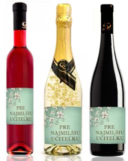 Pre najmilšiu učiteľku - darčekové víno (Ovocné vína, šumivé so zlatom)