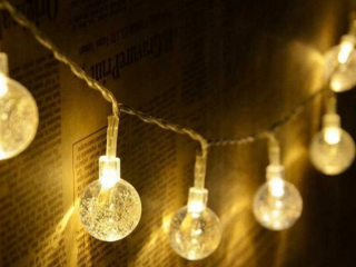Vianočná LED svetelná reťaz s guličkami s bublinkami, teplá biela, 2m, na batérie