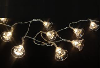Vianočná LED svetelná reťaz s povijnicami, teplá biela, 2 m, na batérie.