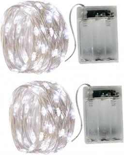 Vianočná mikro reťaz na batérie, studená biela, 5m, 50 LED