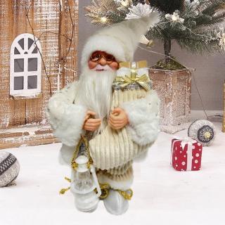 Vianočné dekorácie, spievajúci a tancujúci Santa Claus držiaci lampáš a nosiace darčeky, 36cm