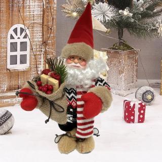Vianočné dekorácie, spievajúci a tancujúci Santa Claus nosiaci darčeky, 34cm