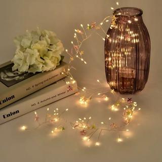 Vianočné LED mikro reťaz s hviezdičkami, teplá biela, 100 LED, 1m, na batérie