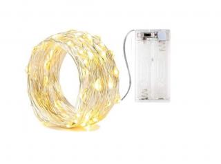 Vianočné mikro reťaz na batérie, teplá biela, 2m, 20 LED