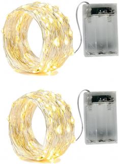 Vianočné mikro reťaz na batérie, teplá biela, 5m, 50 LED