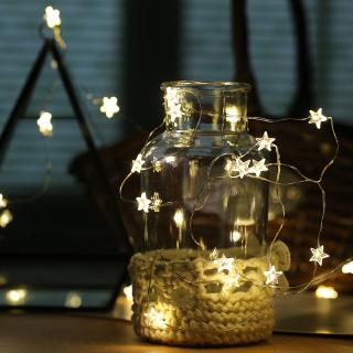 Vnútorná LED vianočná mini reťaz - hviezdičky, 2m, 20 LED diód, teplá biela, na batérie