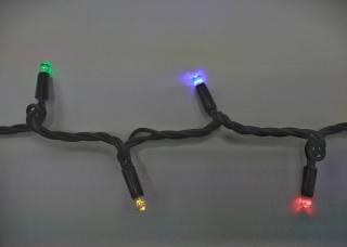 Vonkajšia LED vianočná reťaz, čierny kábel, rôznofarebná, 10m, 100 LED