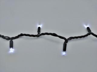 Vonkajšia LED vianočná reťaz, čierny kábel, studená biela, 10m, 100 LED