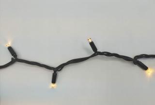 Vonkajšia LED vianočná reťaz, čierny kábel, teplá biela, 10m, 100 LED