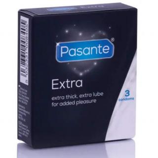 Kondómy Pasante "EXTRA THICK" 3ks (Extra hrubé kondómy)