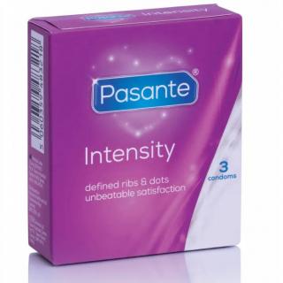 Kondómy Pasante - POINTS AND STR AS INTENSITY 3 ks (Extra tenké kondómy s bodkami a vrúbkami)