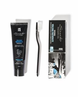 Santo VOLCANO SPA Bieliaca čierna zubná pasta 100 ml SV108F + zubná kefka