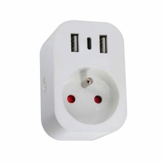 Immax NEO LITE Inteligentná vnútorná zásuvka v2 s kolíkom, typ E, 2xUSB, 1xUSB C, WiFi