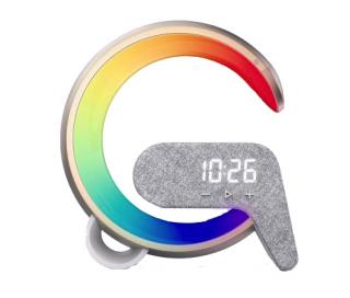 LED relaxačná lampa Immax FLAMINGO s nabíjaním QI, budíkom, RGB, výstup USB, zlatá
