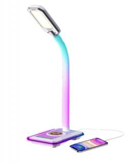 LED stolná lampa Immax GAMER RGB, nabíjanie QI , výstup USB, biela