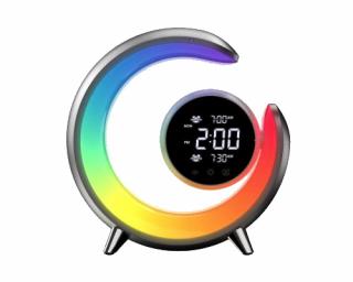 Nočné svetlo LED, budík Immax PEACOCK s hodinami, svetlom RGB a portom USB, strieborná farba