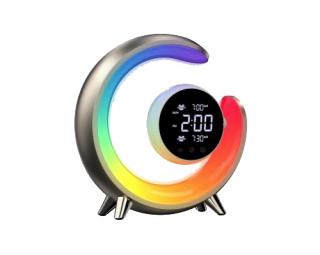 Nočné svetlo LED, budík Immax PEACOCK s hodinami, svetlom RGB a portom USB, zlatá farba