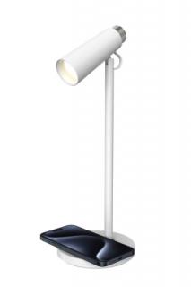 Stolná LED lampa Immax TIT s nabíjaním Qi, biela so striebornými prvkami