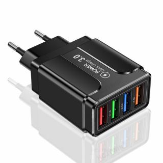 Rýchlonabíjací adaptér USB 3.0 so štyrmi slotmi - ÚSPORA 65 % Farba: Čierna