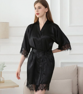 ZĽAVA!!! Hodvábny sexy župan s čipkou ZĽAVA 84% Farba: Biela, Velikost: XL