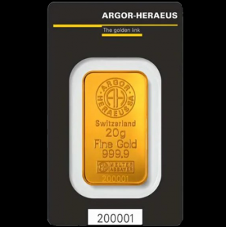 Argor Heraeus SA Argor Heraeus SA Švajčiarsko zlatá tehlička 20 gramov