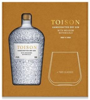 Toison remeselný gin 0,7l 47% darčeková krabica s pohármi