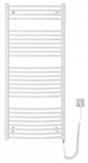 aqualine ORBIT-E elektrické vykurovacie teleso oblé 600x1320 mm, 600 W, biela 8595703833779