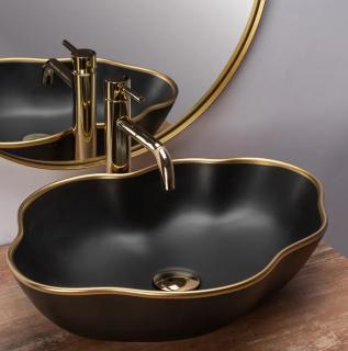 Bliss PEL black+gold Umývadlo na dosku 8595703807480