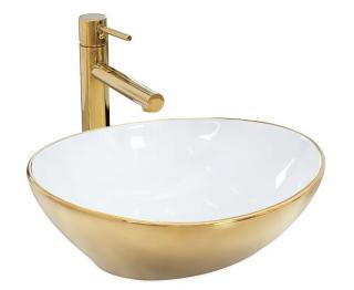 Bliss SATUR gold+white Umývadlo na dosku - lesk 8595703807749