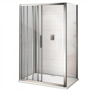 WellMall AFTER COMBI 100x80 Clear Sprchovací kút s trojdielnymi posuvnými dverami a pevnou bočnicou 8595703832628