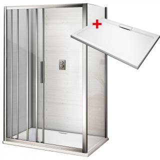 WellMall AFTER HARD 120x80 Clear Sprchovací kút s mramorovou vaničkou 8595703832758