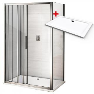WellMall AFTER ROCKY 100x80 Clear Sprchovací kút s mramorovou vaničkou 8595703832642