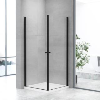 WellMall ALFA DUE Black 90x90 Číre Sprchová zástena obojstranne otváracia čierna
