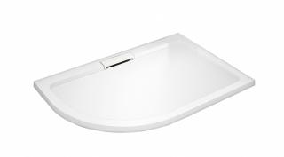 WellMall HARD 100x80x3,5 Pravá asymetrická mramorová vanička s krytým sifónom 8595703821677