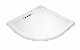 WellMall HARD 80x80x3,5 štvrťkruhová mramorová vanička s krytým sifónom 8595703821578