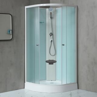 WellMall MILD 80 WHITE Sprchový box štvrťkruhový s nízkou vaničkou a sedátkom 8595703844843