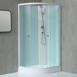 WellMall MILD AS-P 100x80 WHITE Sprchový box asymetrický s nízkou vaničkou a stredovým panelom 8595703835094