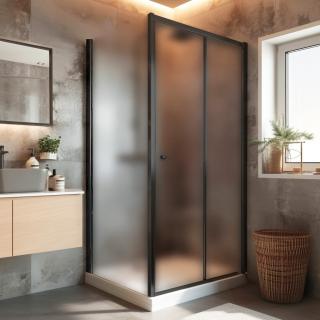 WellMall NICOL COMBI Black 100x100 grape Sprchovací kút s posuvnými dverami 8595703836855