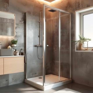 WellMall NICOL COMBI Chróm 100x70 číre Sprchovací kút s posuvnými dverami