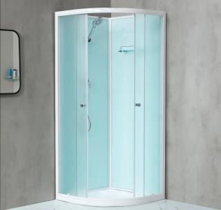 WellMall NOTRE ROCKY 80 Biely Sprchový box štvrťkruhový bez panelu s mramorovou vaničkou 8595703835568