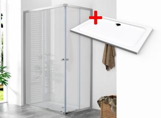 WellMall POINT ROCKY 110x80 Clear Obdĺžnikový sprchovací kút s mramorovou vaničkou 8595703828256