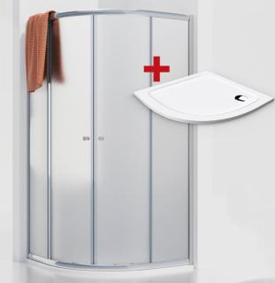 WellMall POINT ROCKY 80 Grape Štvrťkruhový sprchovací kút s mramorovou vaničkou 8595703828133