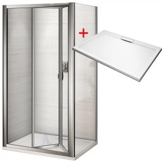 WellMall WRITE HARD 100x80 Sprchovací kút so zalamovacími dverami a mramorovou vaničkou 8595703827020