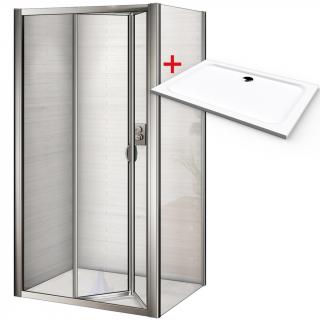 WellMall WRITE ROCKY 90x80 Sprchovací kút so zalamovacími dverami a mramorovou vaničkou 8595703826894