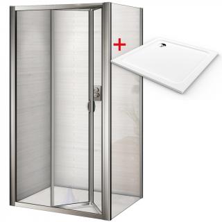WellMall WRITE ROCKY 90x90 Sprchovací kút so zalamovacími dverami a mramorovou vaničkou 8595703826863